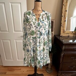 Vince Camuto Green and Blue Patterned Dress